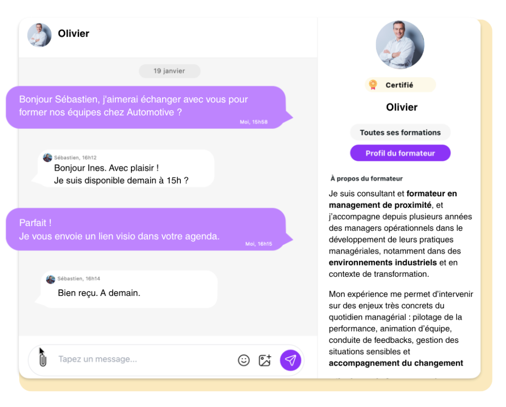 Echangez avec votre formateur