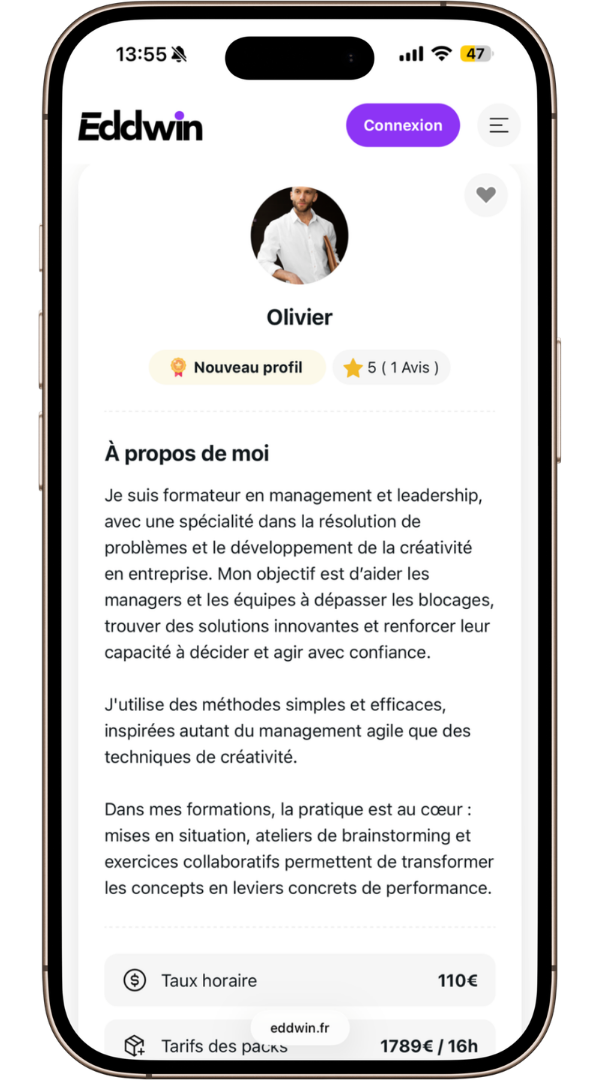 Formation Eddwin sur mobile